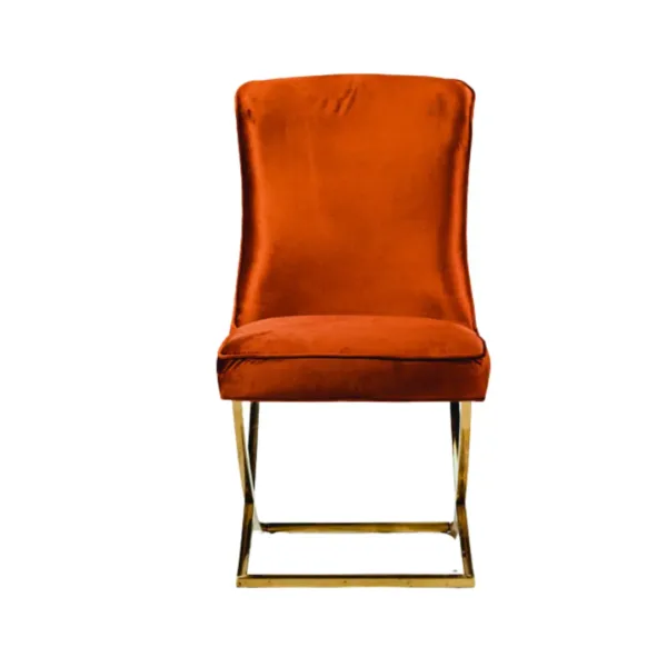 Sillas Naranja y Cromo Dorado