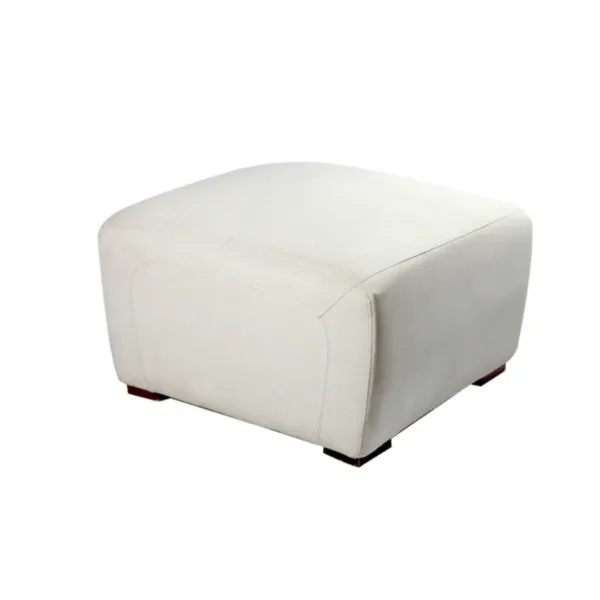 Puffs Mediano Blanco Pata De Madera