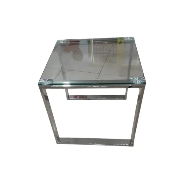 Mesas Cuadrada de Cromo y Vidrio