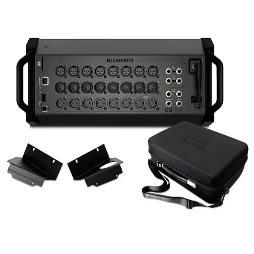 Allen & Heath CQ-20B Digital Mixer Paquete con bolso y kit de montaje para rack 